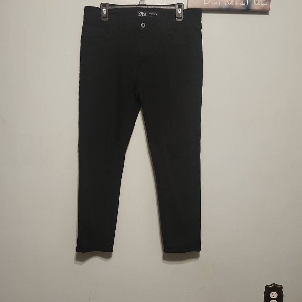Zara Men’s Skinny Tapered Jeans Crop Length Size 32 Black Denim
